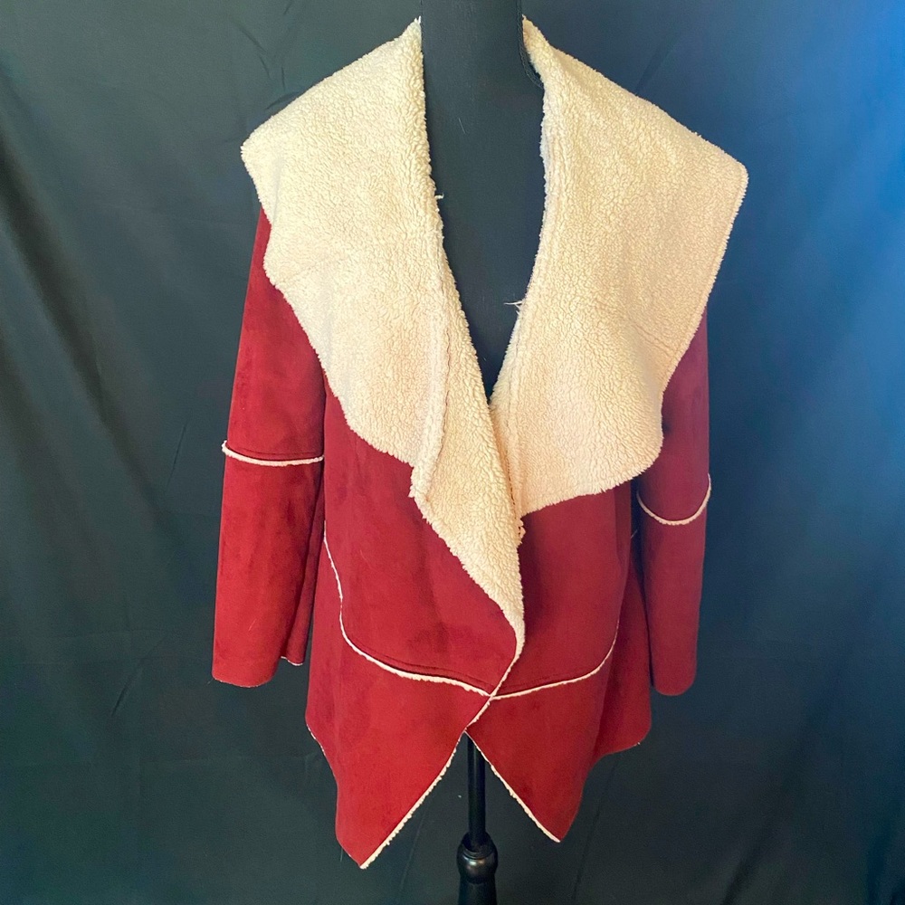 Just Fab burgundy and ivory colored jacket.